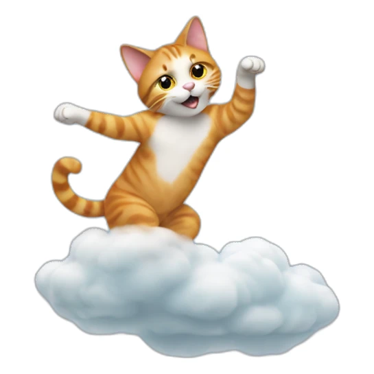 a cat dancing on the cloud sticker