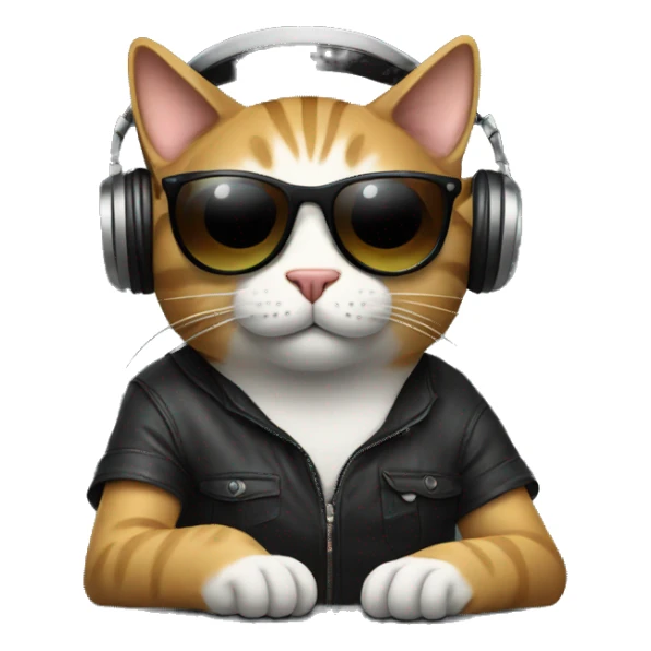 cat with sunglasses sitting down in a recording studio  sticker