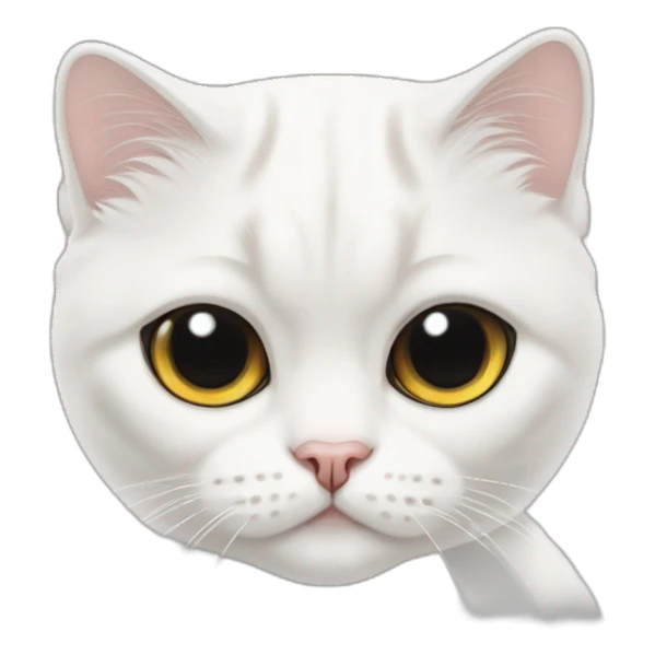 white scottish-fold cat missing one eye sticker