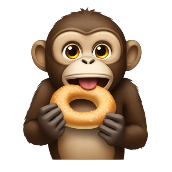 Monkey eating a bagel sticker