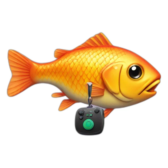 poisson avec une manette sticker