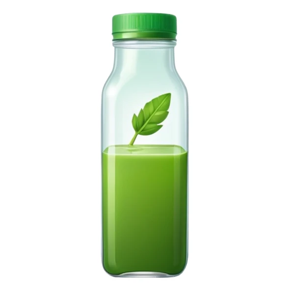 green juice in clear square bottle sticker
