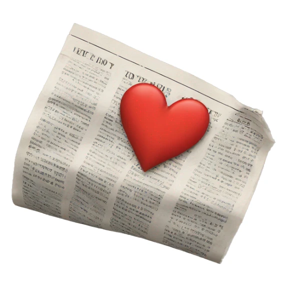 newspaper heart sticker