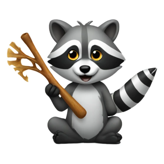 Raccoon holding fishbone sticker