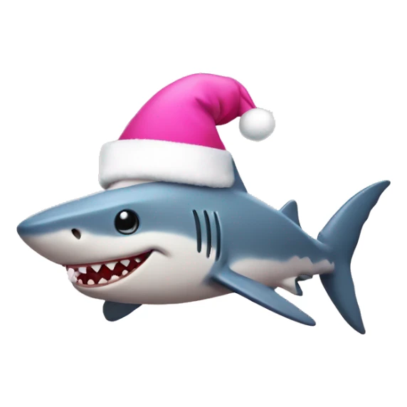 pink shark with christmas hat sticker