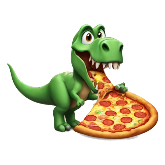 Dinosaur eating pizza sticker