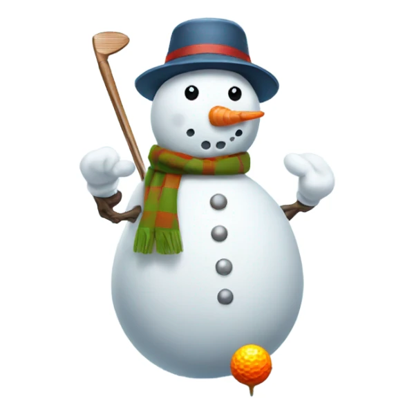 Snowman playing golf  sticker