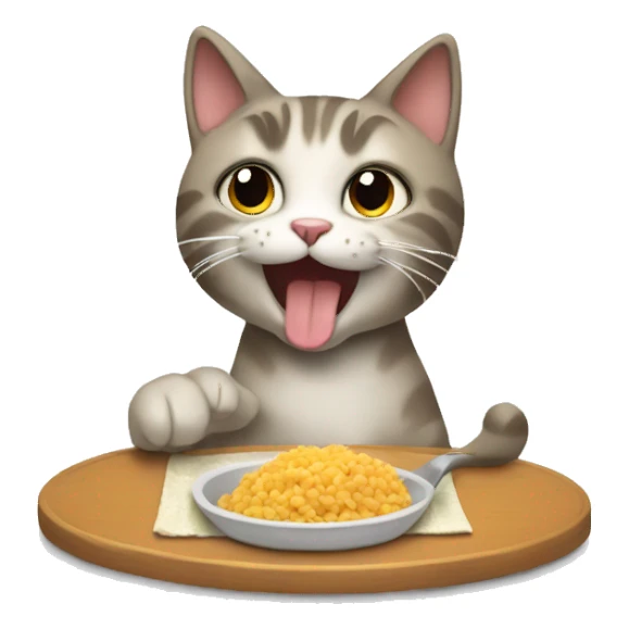 Cat eating food sticker