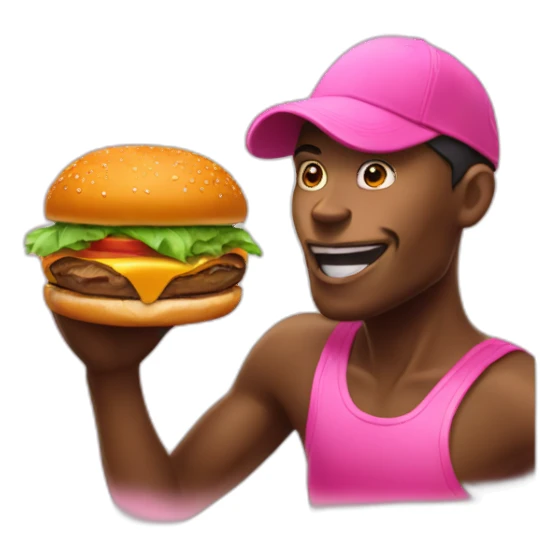 Halk in pink cap eat burger sticker