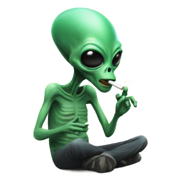 Alien smoking cigarettes  sticker