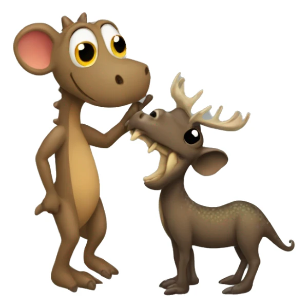 a lizard and a moose hugging eachother  sticker