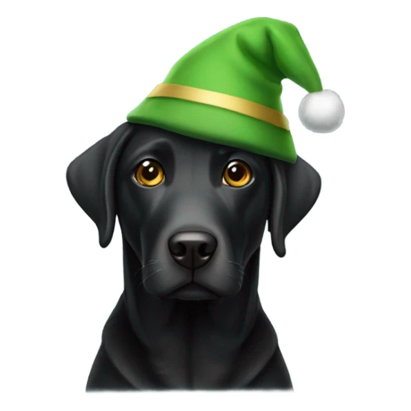 Black lab wearing an elf hat sticker