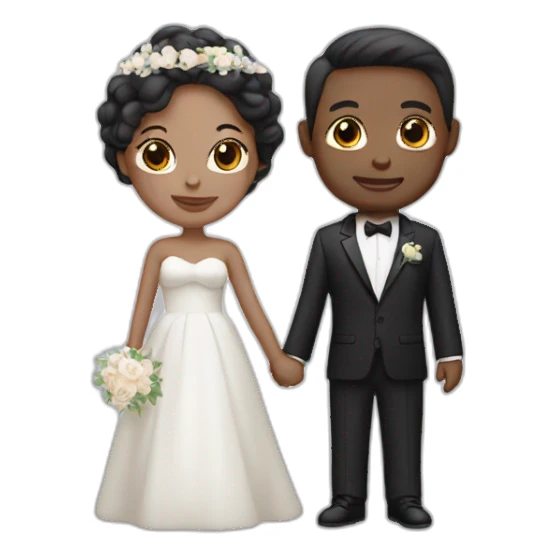 wedding couple with white skin sticker