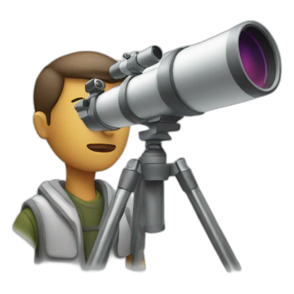 person looking at the mono with telescope sticker