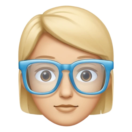 sky-blue square glasses, slightly thick frame, glossy surface,Only glasses. sticker