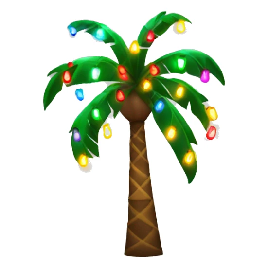 Palm tree with colorful Christmas lights sticker