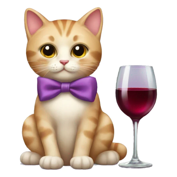 Cat with a bow and a wine glass  sticker