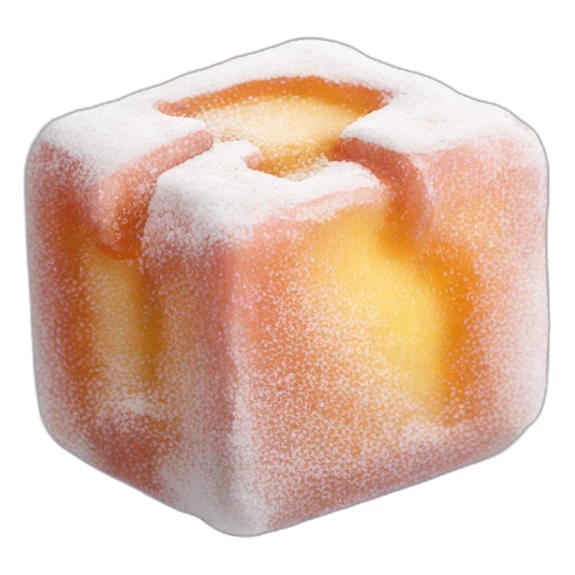 Turkish delight candy with powdered sugar sticker