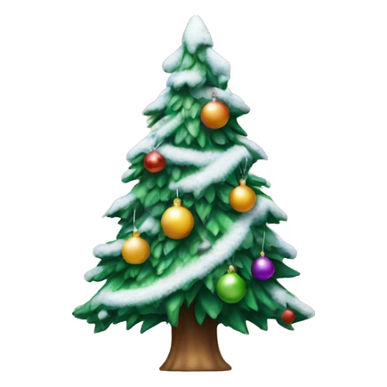 Christmas tree with snow and decorations  sticker