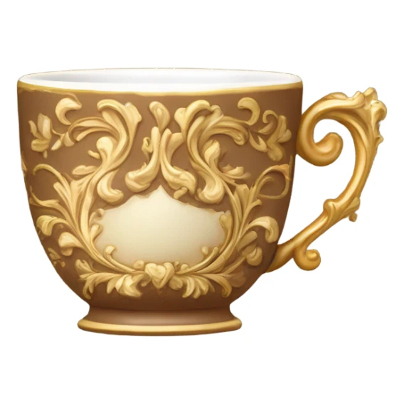 Light brown and gold vintage rococo coffee cup  sticker