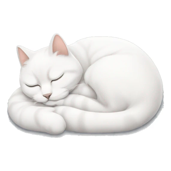 A white curled up cat napping sticker