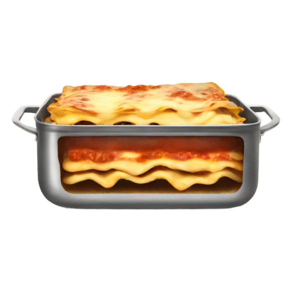 Lasagna in pan steam coming off sticker