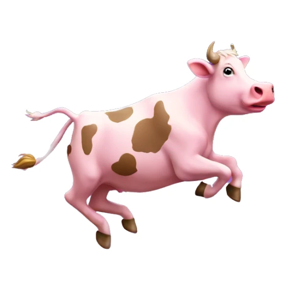 pink cow jumping over full moon sticker