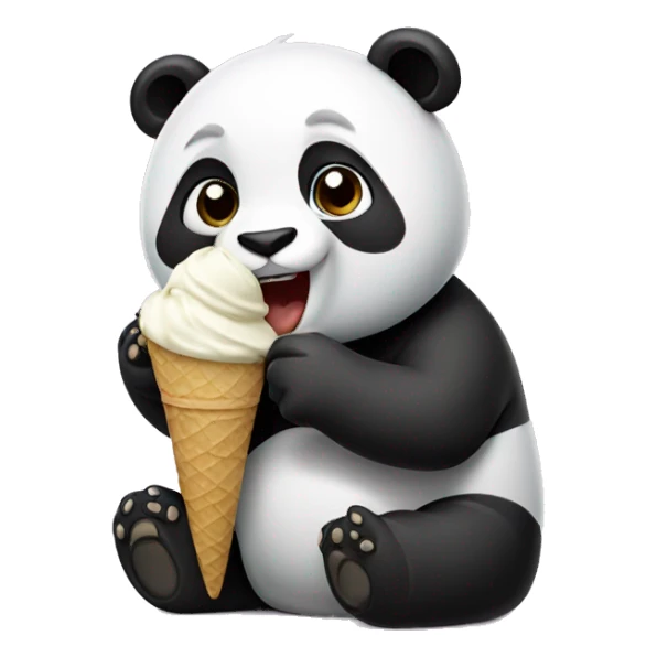 Panda eating ice cream sticker