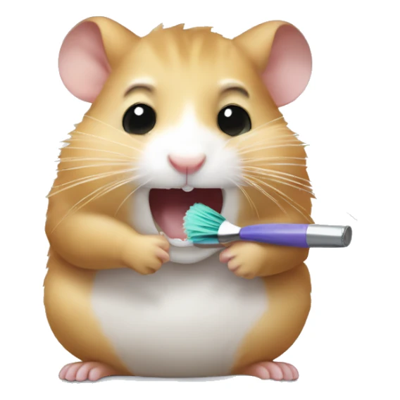 Hamster takes a brush your teeth  sticker