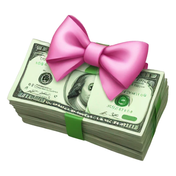 money with pink bow sticker