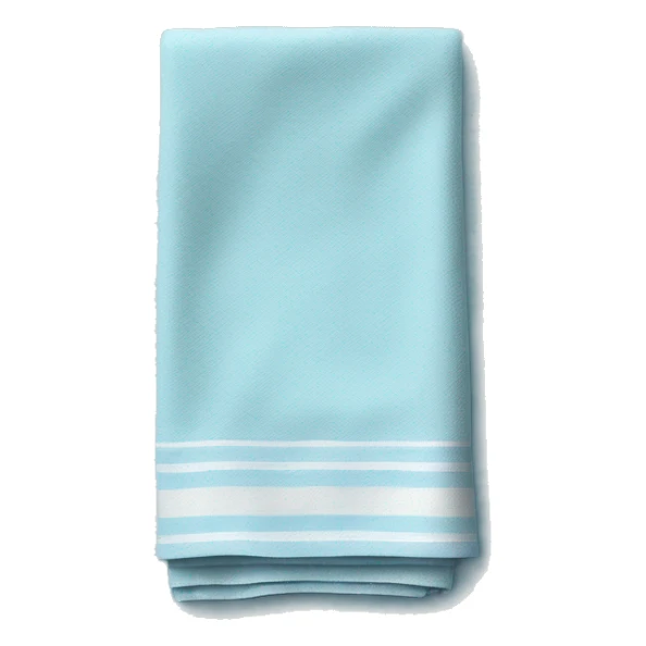 Realistic folded light blue dish towel sticker