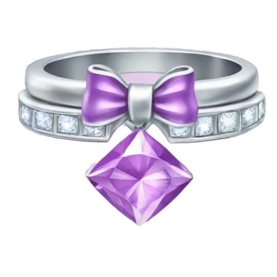 Silver diamond ring with a bow in light purple sticker