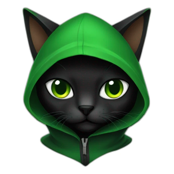 Green hooded black cat assassin sticker