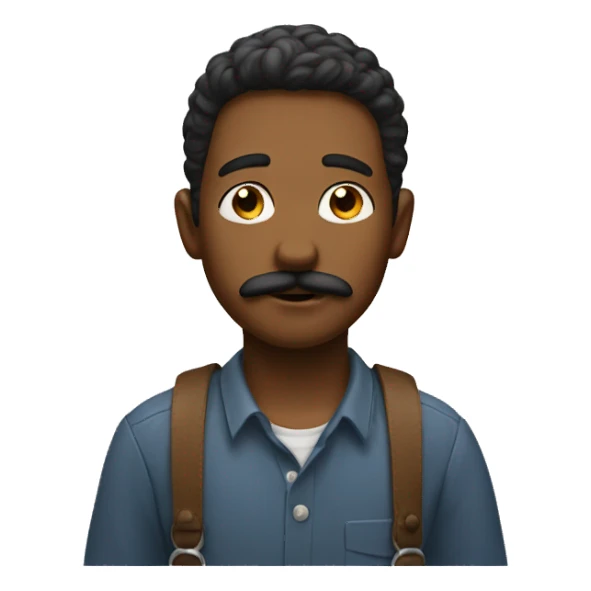 thoughtful boy with mustache sticker