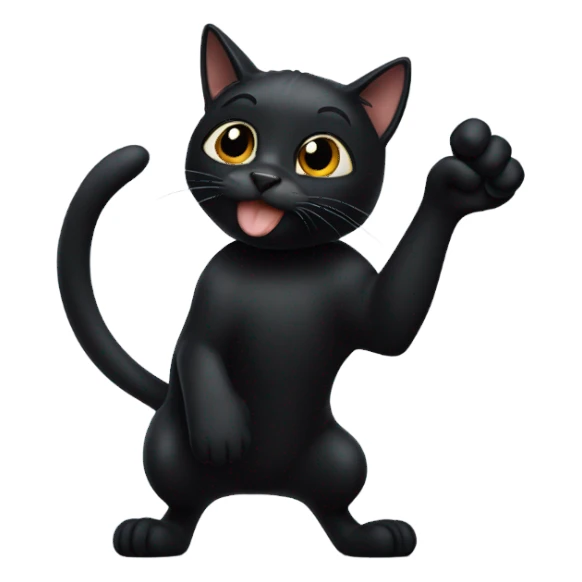Black cat pointing at mouth sticker