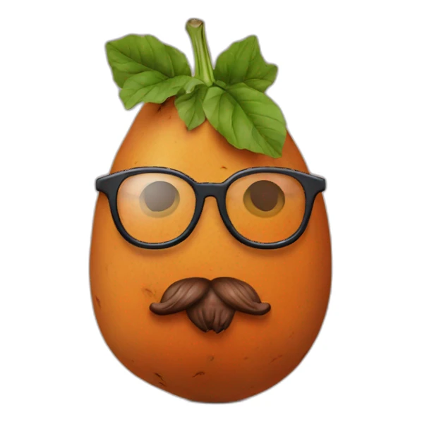 sweet potato with glasses and a beard sticker