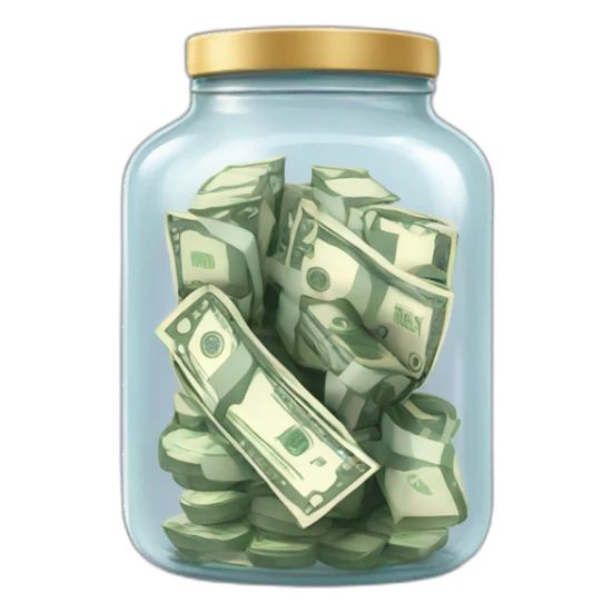 transparent jar with money sticker