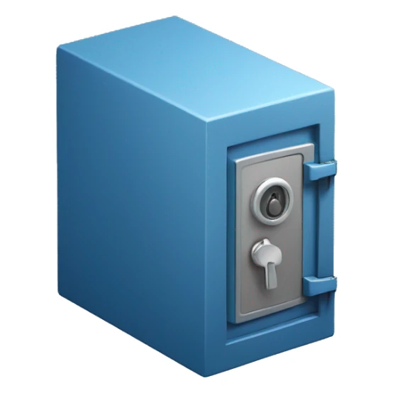 3d  isometric small safe in blue sticker