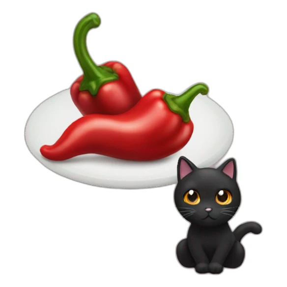 Chilli pepper eat black cat sticker
