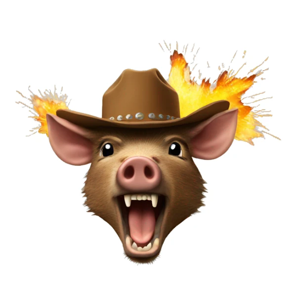 Boar head exploding with cowboy hat sticker