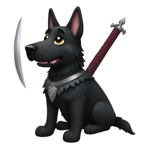 All black German shepherd with sword   sticker