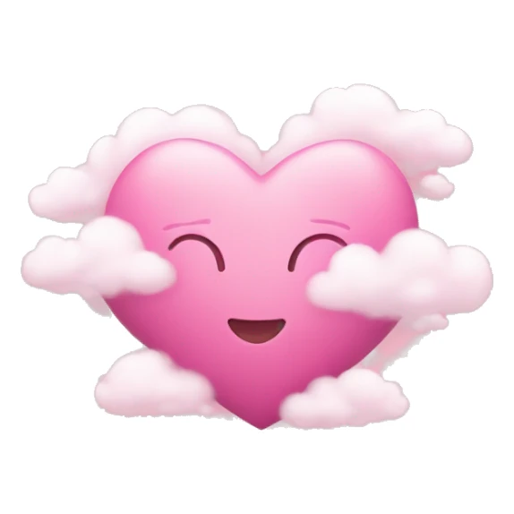 Pink heart with cute clouds sticker