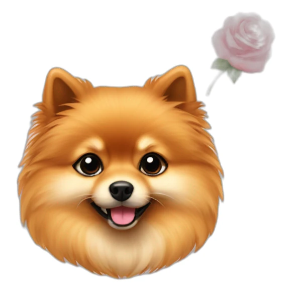 A pomerian with rose sticker