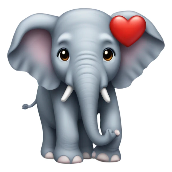 Elephant with trunk up with heart  sticker