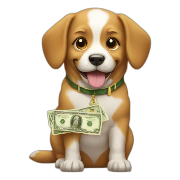 dog with money sticker