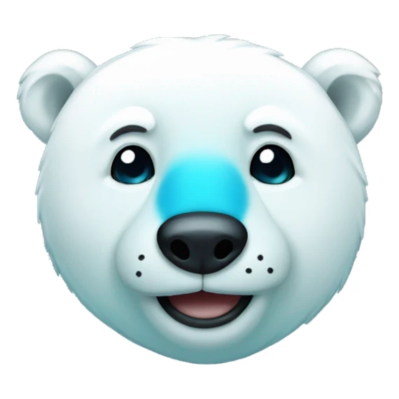 Polar bear with a cyan nose smiling sticker