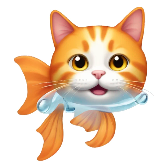 Orange cat wants to be a fish sticker