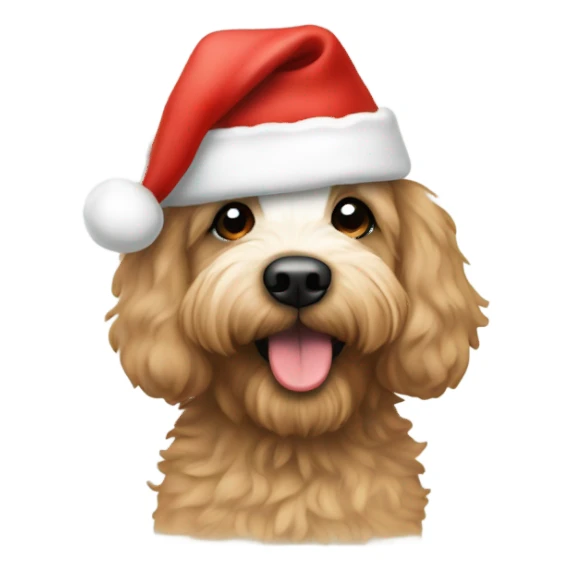 Bernadoodle with Santa hat sticker