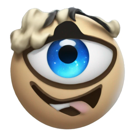 Emoji with blue galaxy eyes sticker