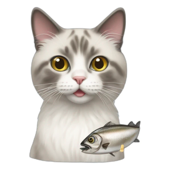 ragdoll cat eating a sardine sticker